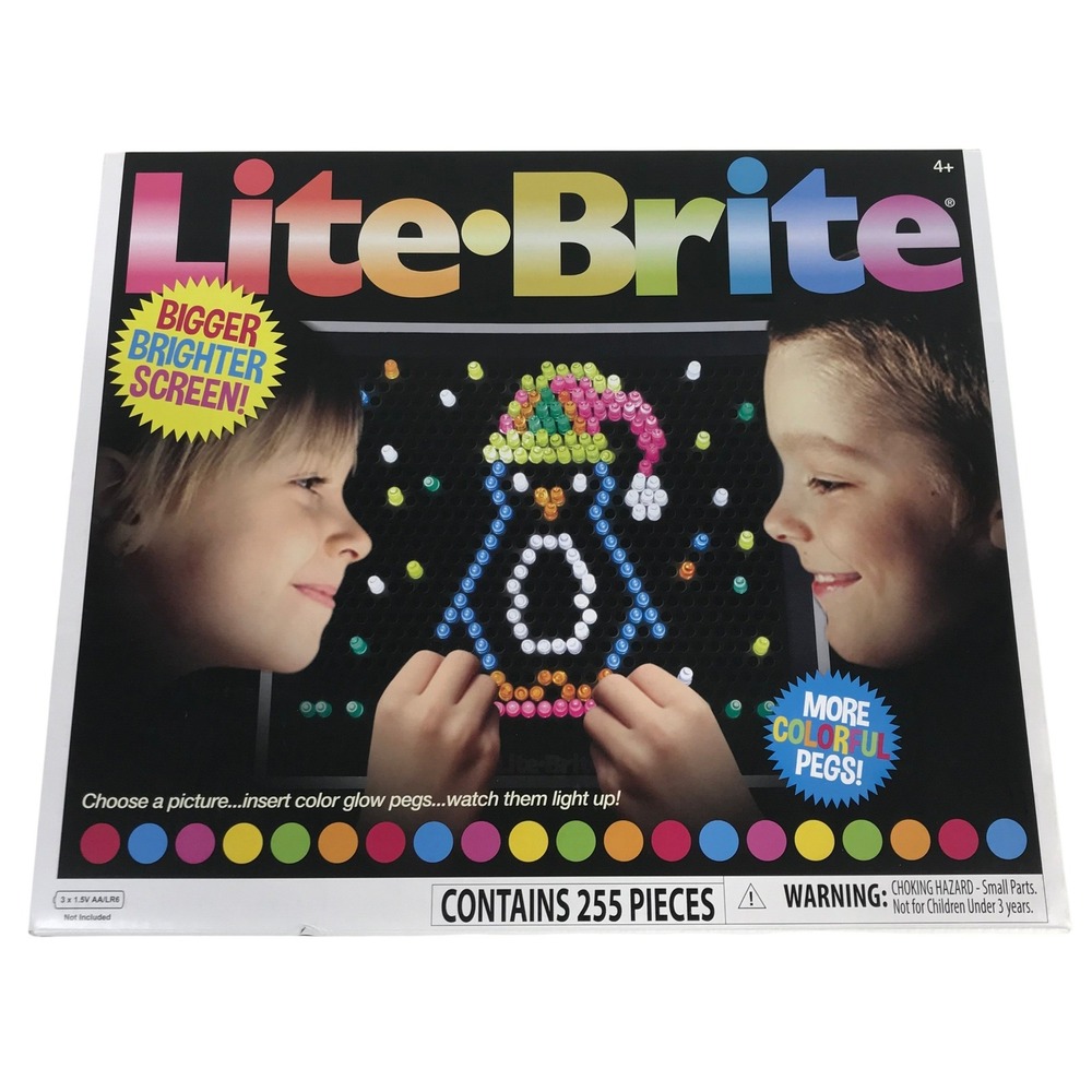 Lite-Brite Magic Screen Retro Light Up Peg Art Toy 255 Pieces 12 Templates New